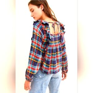 NWT! FREE PEOPLE We The Free Sienna Plaid Pullover